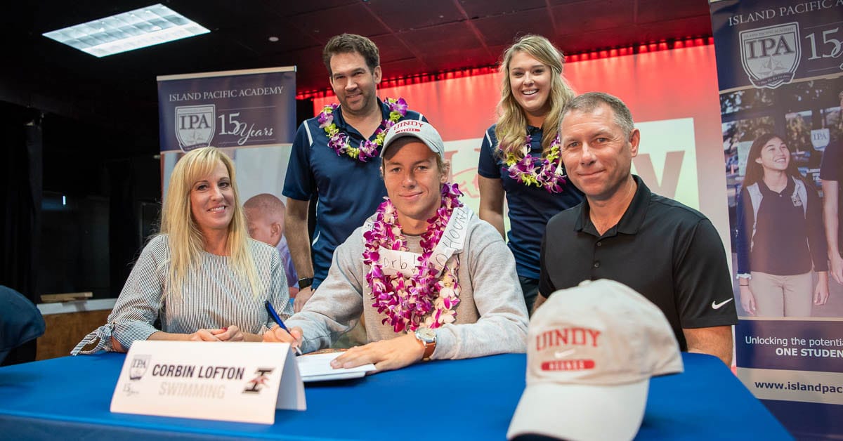 Swimmer signing national letter of intent