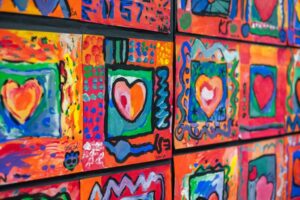 Elementary Art work image with various bright colors.
