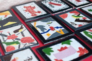 Ceramic hanafuda cards.