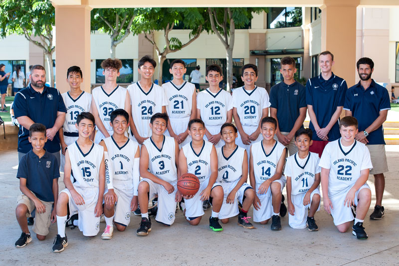 Team photo of boys' intermediate basketball