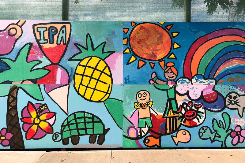 Colorful student mural of Hawaii