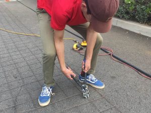Ashton helps with creating the wire form
