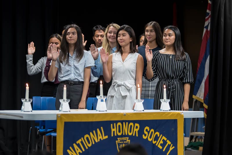 NHS inductees take the pledge at induction ceremony