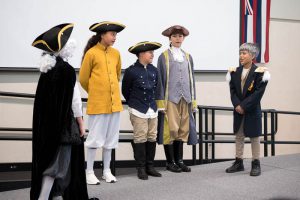 Grade 5 students re-enact a scence from Valley Forge
