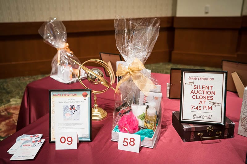 Silent auction items on display