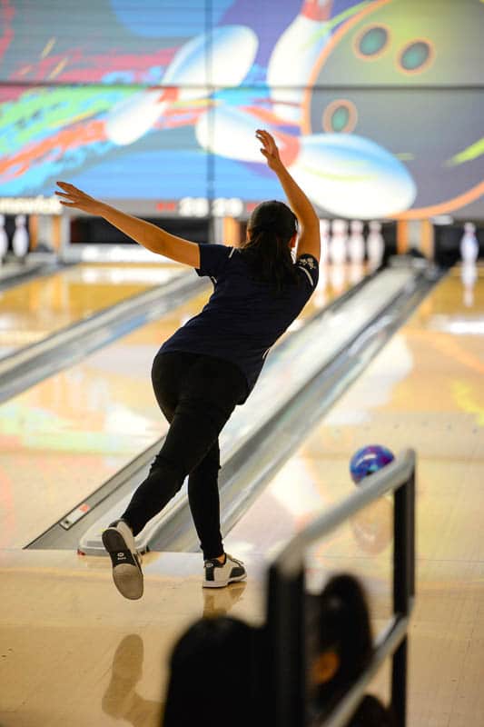 Girls varsity bowler bowling