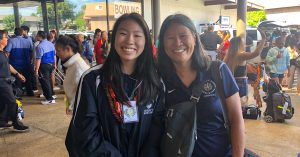 Kristin and Karen Chun at bowling tournament