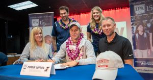 Swimmer signing national letter of intent