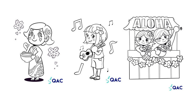 Coloring pages created by the QAC