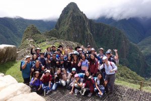 Sabine Yamamura with IPA students on trip to Peru.