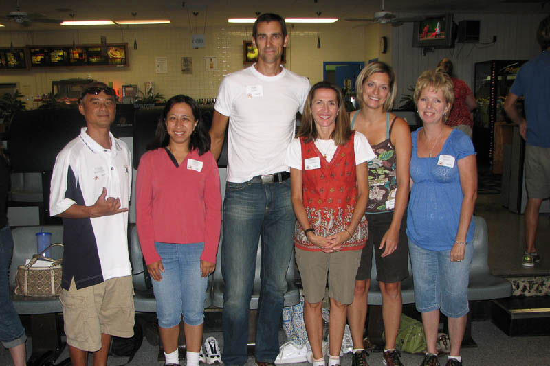 Eileen Novak (far right) having fun bowling with IPA faculty and staff in 2008.