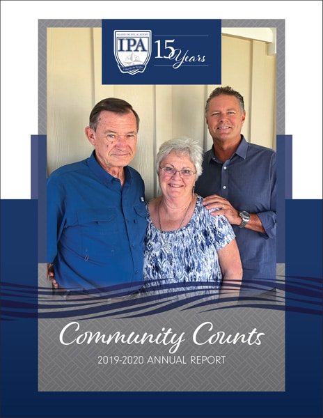 Cover of the 2019-2020 Annual Report showing the three school founders