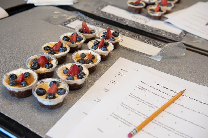 Student desserts with judging form