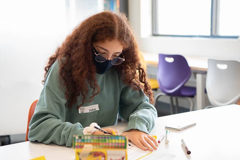 Student working at a desk