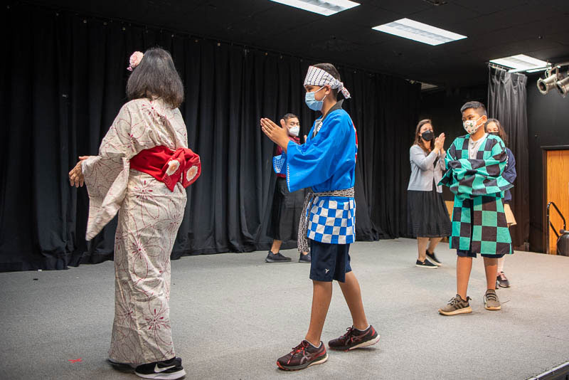 Students learning Bon dance