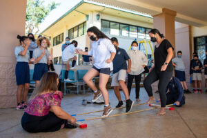 Students doing tinikling dance