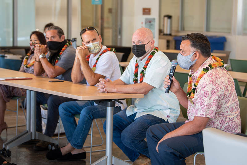 Discussion panelists at a table