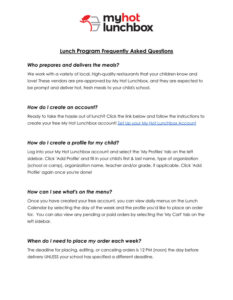 Infographic about My Hot Lunchbox - FAQS